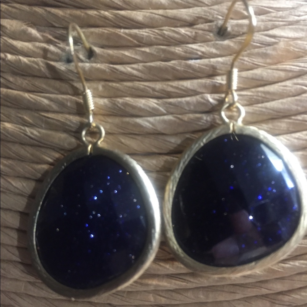 Gold and Navy Pierced Earrings.